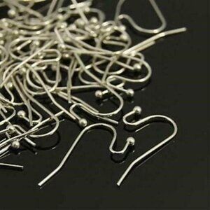 Platinum Silver Plated Minimalist Open Loop Earring Hooks Findings 10 pcs